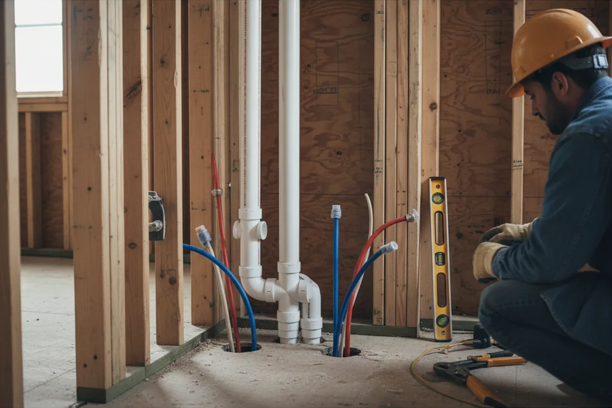 Drain and supply rough-in during Garbage Disposal Repair in Piasa