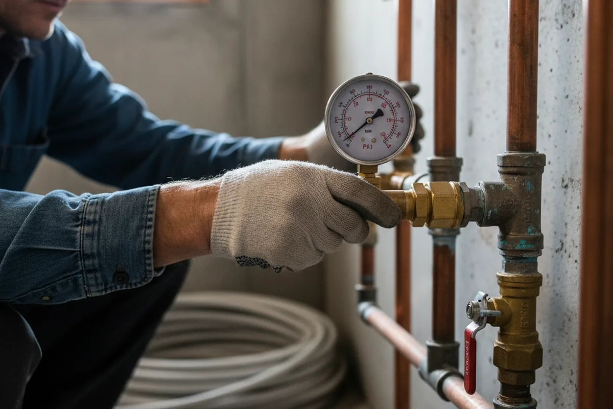 Pressure testing a repaired line during Water Line Repair in Piasa